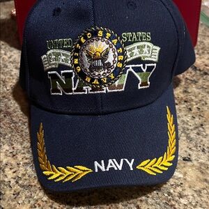 Navy Embroidered Cap with Yellow Accents